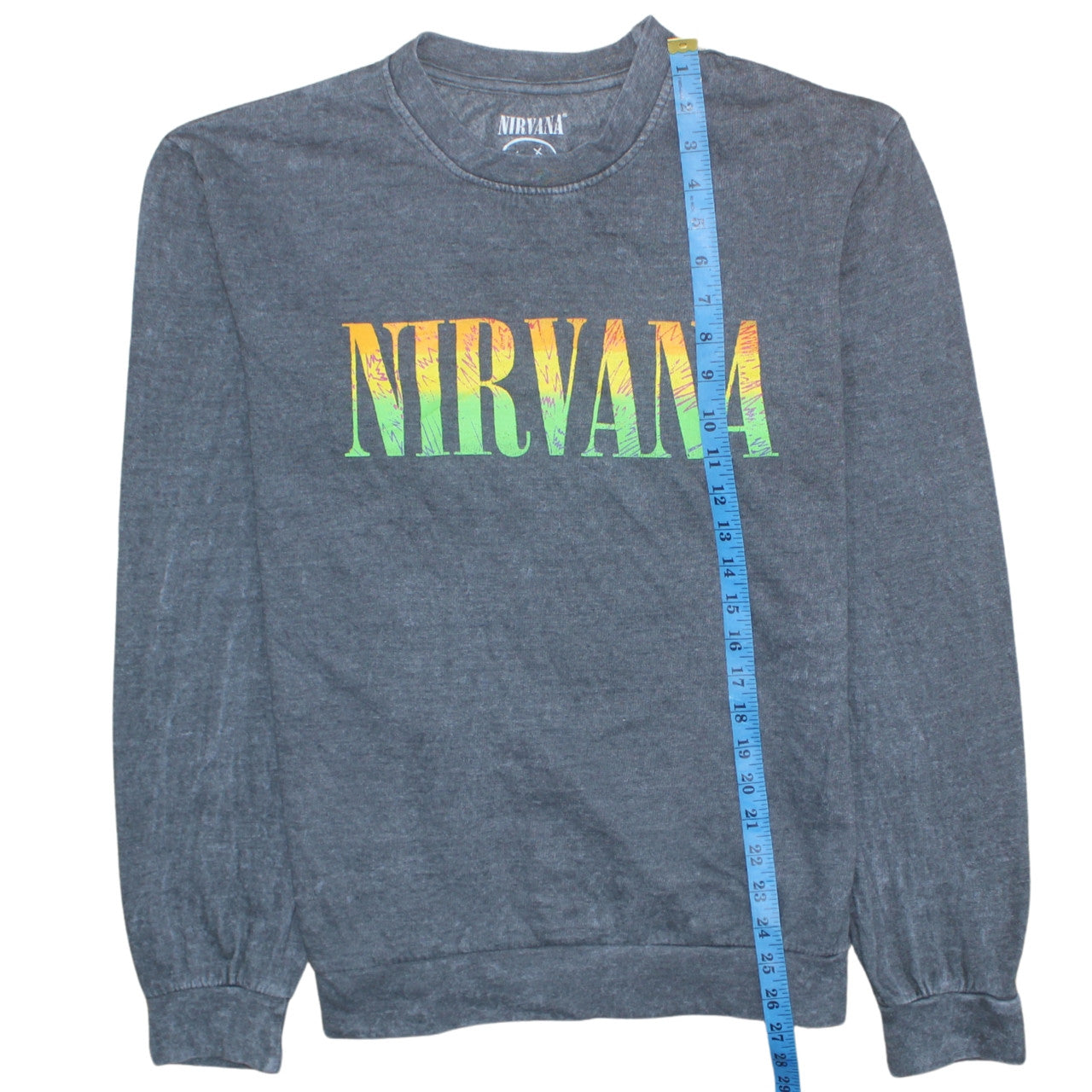 Nirvana Men's Grey Graphic Logo Pullover Sweatshirt M