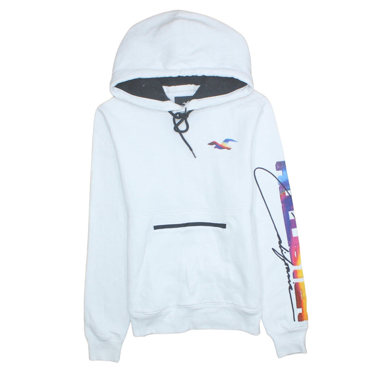 Hollister Men's White Pullover Hoodie Size S Logo Graphic Print