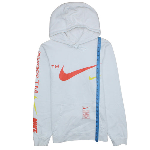 Nike Men's White Pullover Hoodie Small Sportswear Logo Fleece