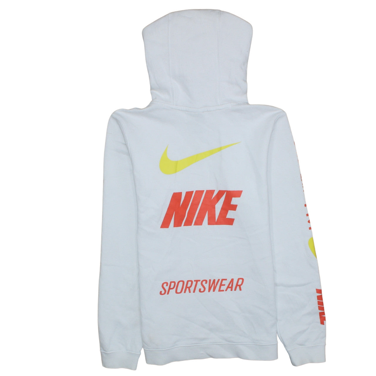 Nike Men's White Pullover Hoodie Small Sportswear Logo Fleece