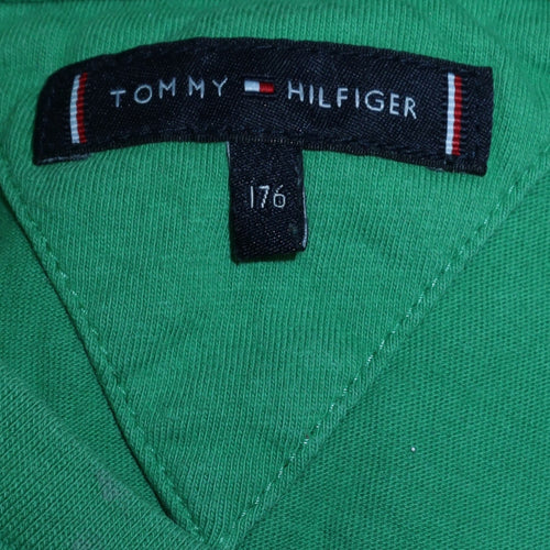 Tommy Hilfiger Boys Green Logo Short Sleeve Cotton T-Shirt Size 16 Years