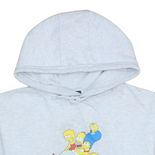 The Simpsons Men's Grey Pullover Hoodie L Graphic Print Fleece