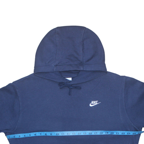 Nike Mens Blue Pullover Hoodie Medium Fleece Logo Sweatshirt