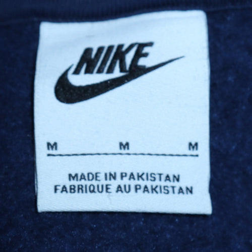 Nike Mens Blue Pullover Hoodie Medium Fleece Logo Sweatshirt