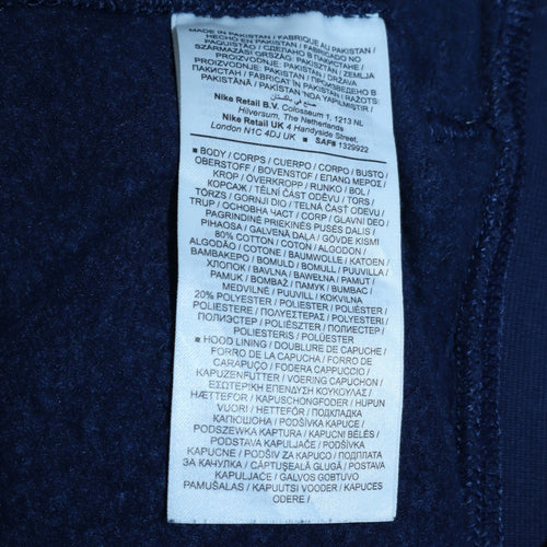Nike Mens Blue Pullover Hoodie Medium Fleece Logo Sweatshirt