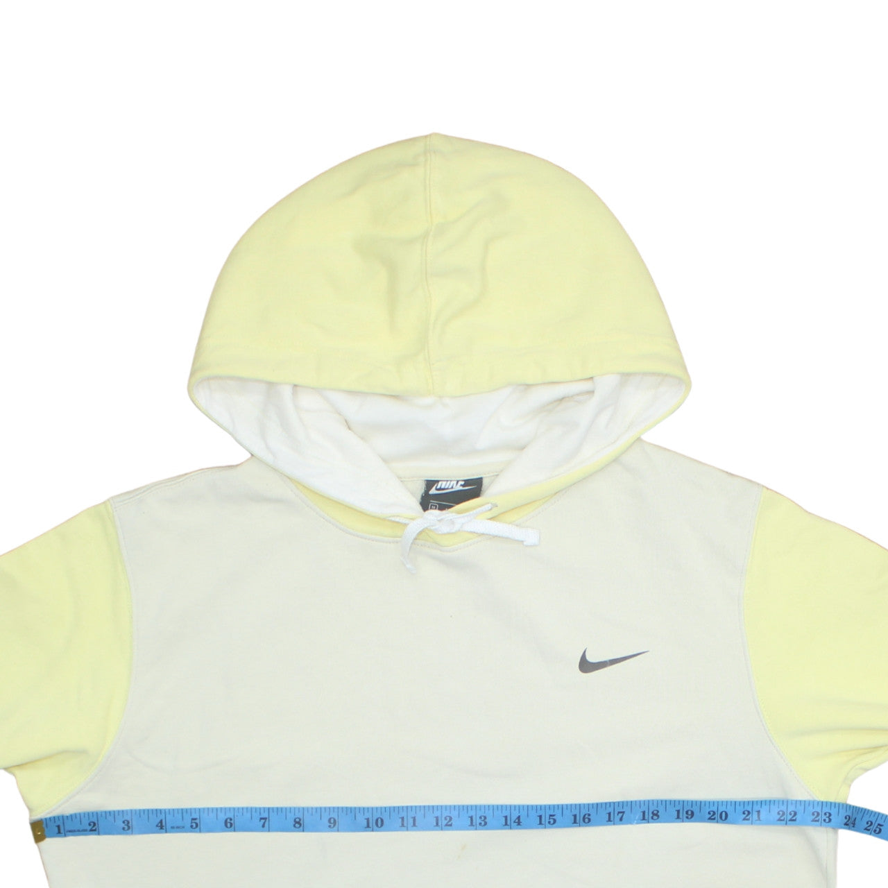 Nike Womens Yellow & White Pullover Hoodie Medium Cotton Blend