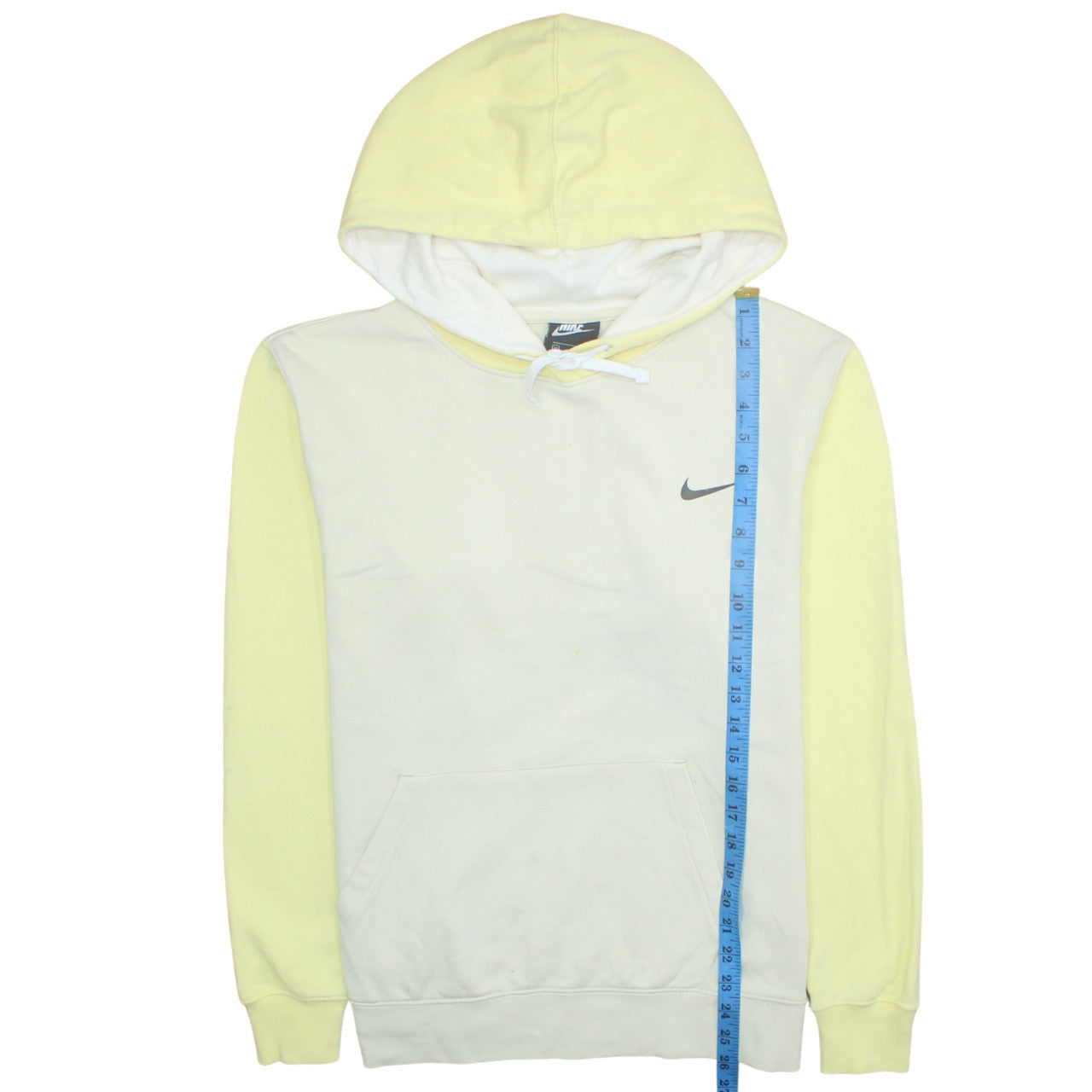 Nike Womens Yellow & White Pullover Hoodie Medium Cotton Blend