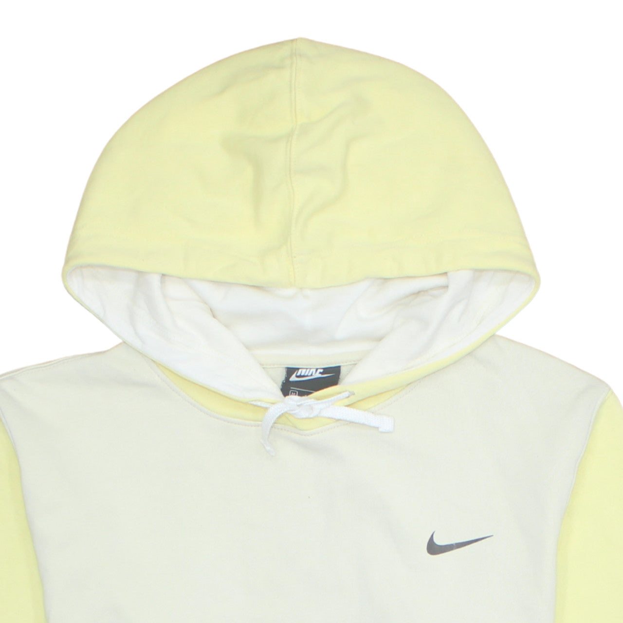 Nike Womens Yellow & White Pullover Hoodie Medium Cotton Blend