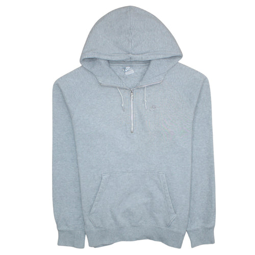 Nike Women Grey 1/2 Zip Hooded Pullover Sweatshirt L Cotton