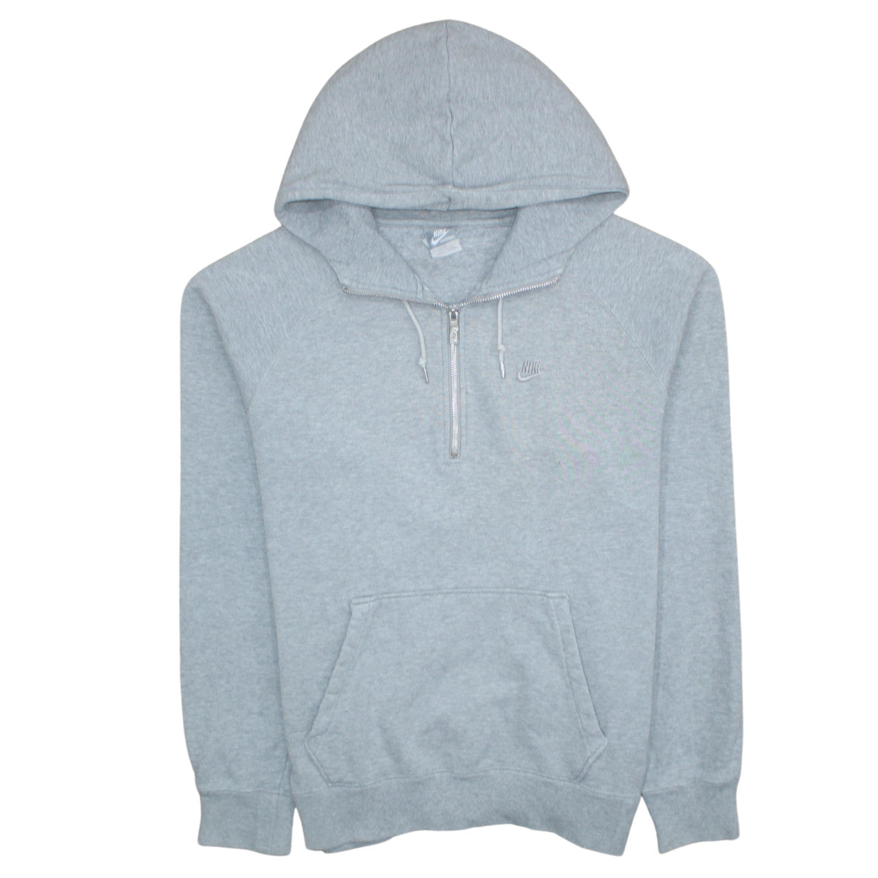 Nike Women Grey 1/2 Zip Hooded Pullover Sweatshirt L Cotton