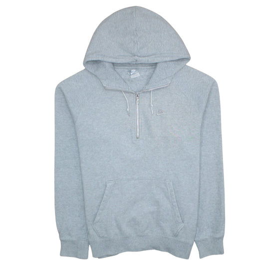 Nike Women Grey 1/2 Zip Hooded Pullover Sweatshirt L Cotton