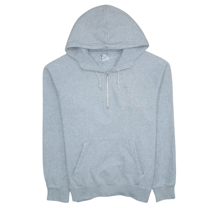 Nike Women Grey 1/2 Zip Hooded Pullover Sweatshirt L Cotton