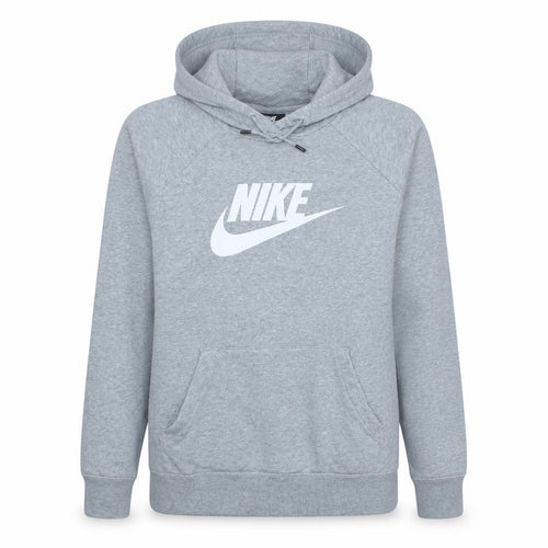 Nike Women Grey Pullover Hoodie L Cotton Blend Logo Casual