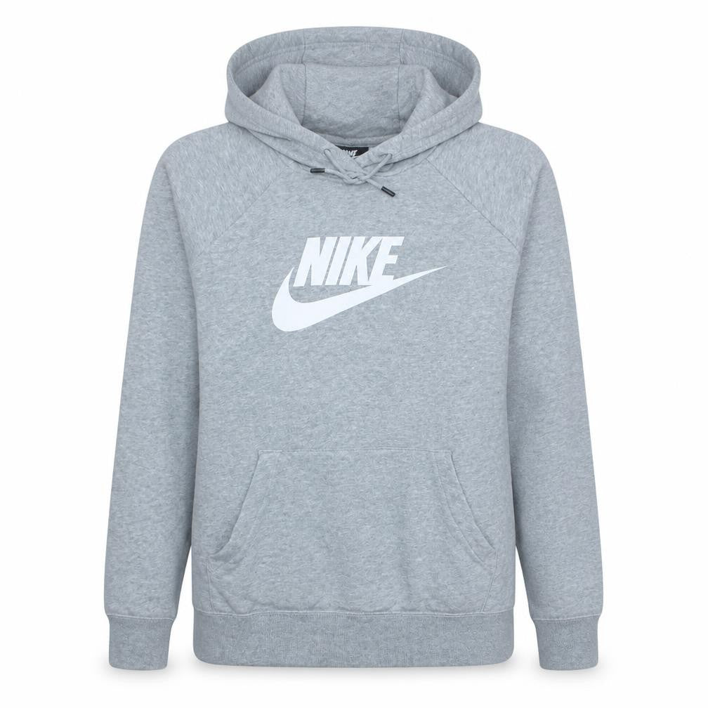 Nike Women Grey Pullover Hoodie L Cotton Blend Logo Casual
