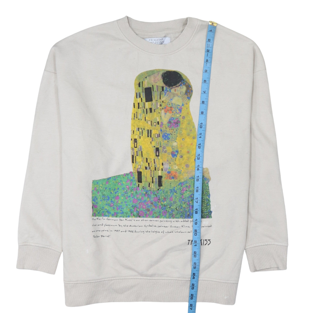 Primark Women Beige Graphic Print Sweatshirt Size M 12-14 The Kiss Art Top