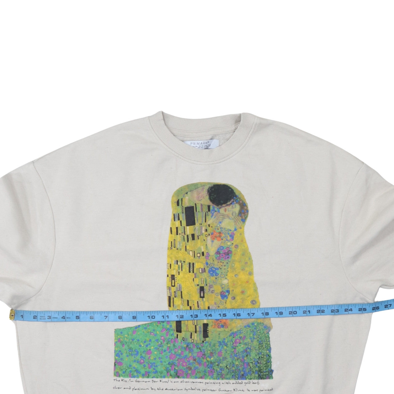 Primark Women Beige Graphic Print Sweatshirt Size M 12-14 The Kiss Art Top