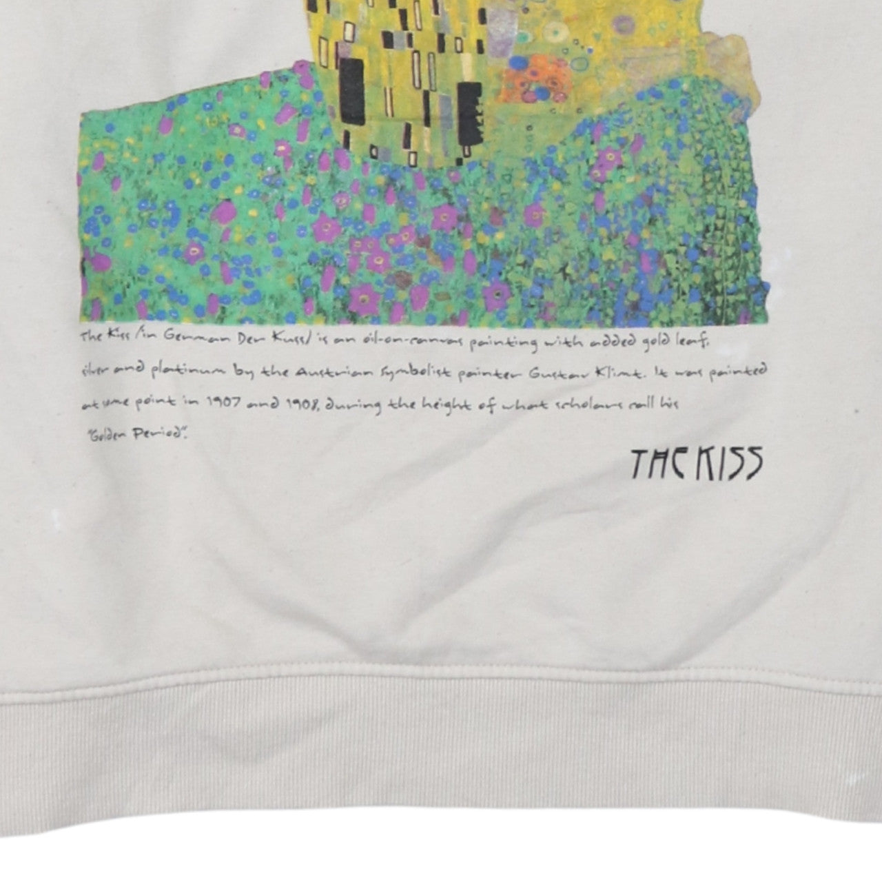 Primark Women Beige Graphic Print Sweatshirt Size M 12-14 The Kiss Art Top