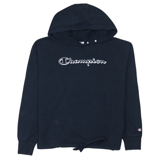 Champion Women's Black Large Pullover Hoodie with Logo Detail