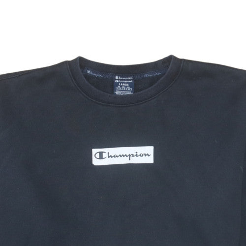 Champion Mens Black Large Crew Neck Pullover Sweatshirt