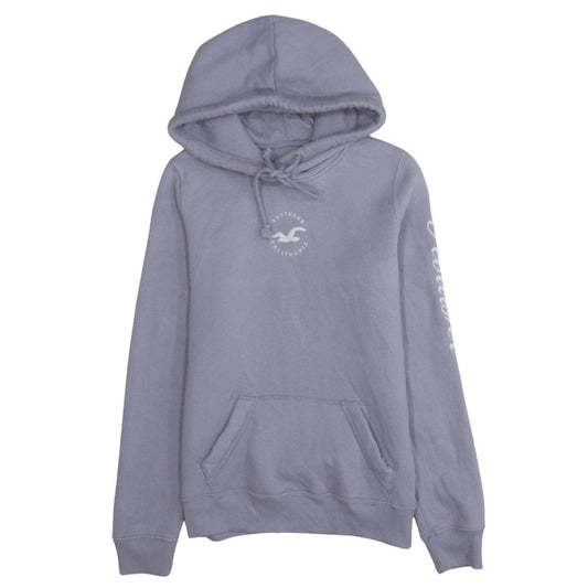 Hollister Women Lavender Hoodie Small Pullover Drawstring Logo Print