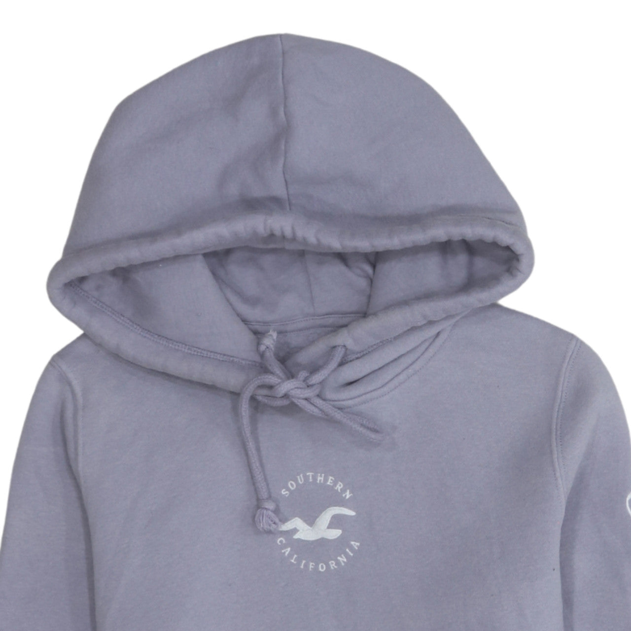 Hollister Women Lavender Hoodie Small Pullover Drawstring Logo Print