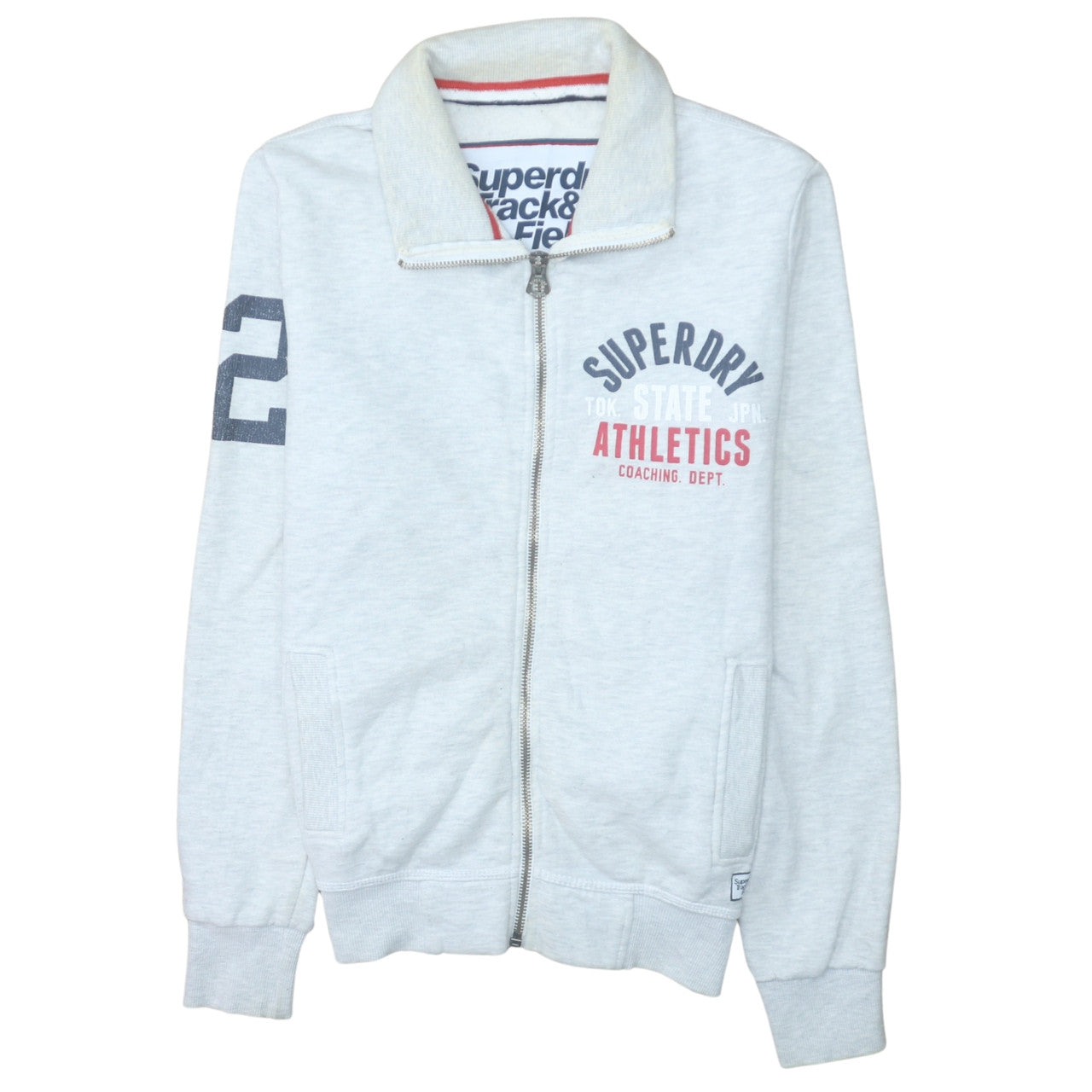 Superdry Men's Grey Full Zip Athletic Sweatshirt Size M