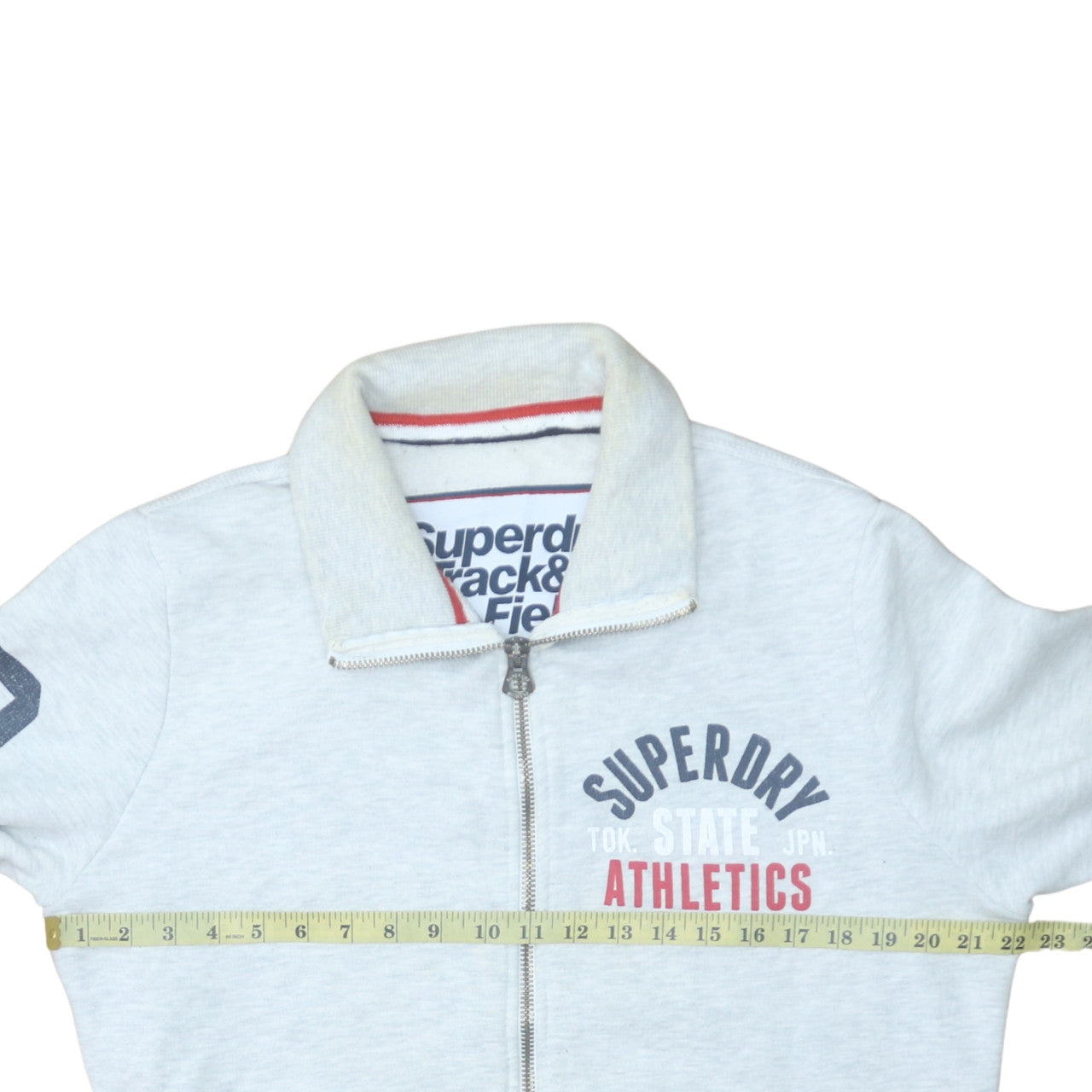 Superdry Men's Grey Full Zip Athletic Sweatshirt Size M