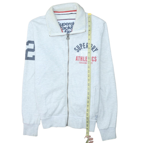 Superdry Men's Grey Full Zip Athletic Sweatshirt Size M