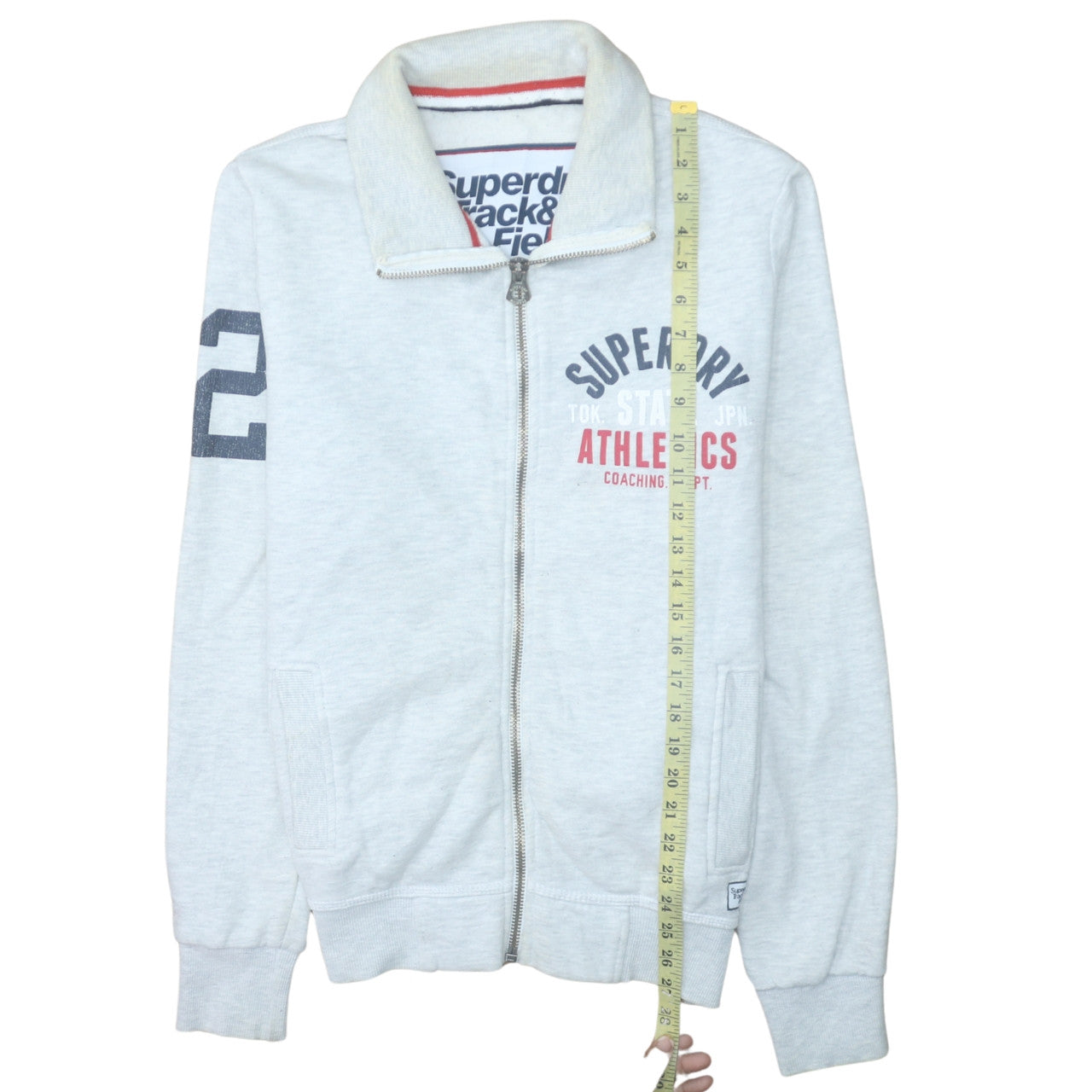 Superdry Men's Grey Full Zip Athletic Sweatshirt Size M