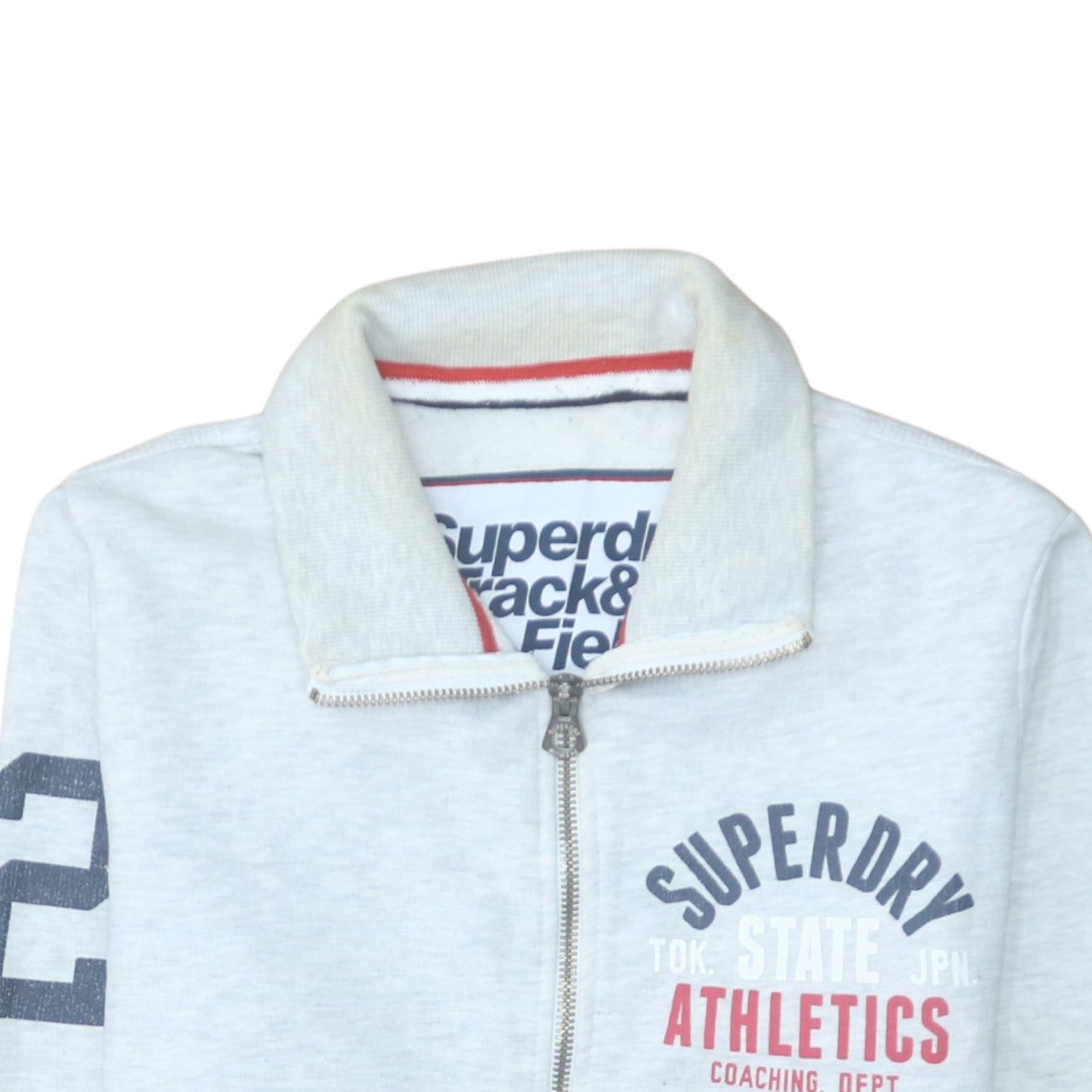 Superdry Men's Grey Full Zip Athletic Sweatshirt Size M