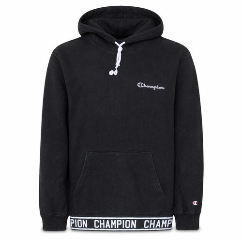 Champion Men's Black Pullover Hoodie Size L Logo Fleece Sweatshirt