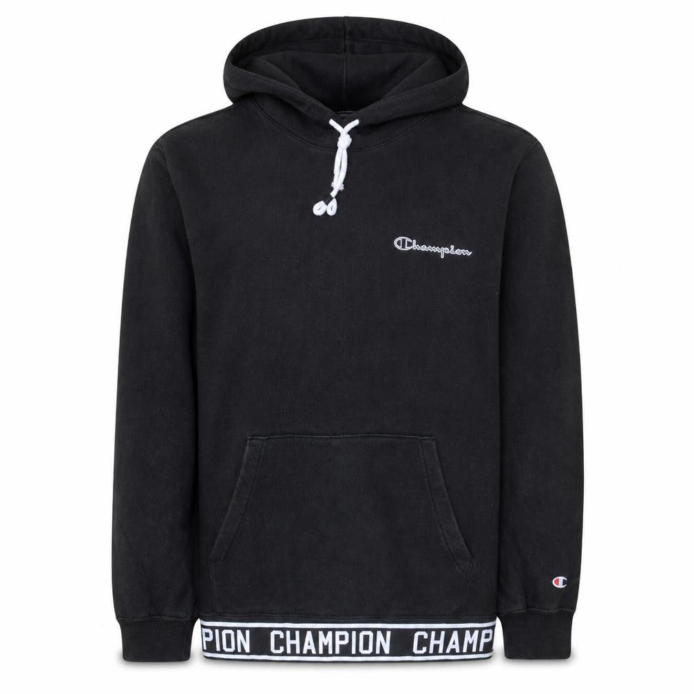Champion Men's Black Pullover Hoodie Size L Logo Fleece Sweatshirt