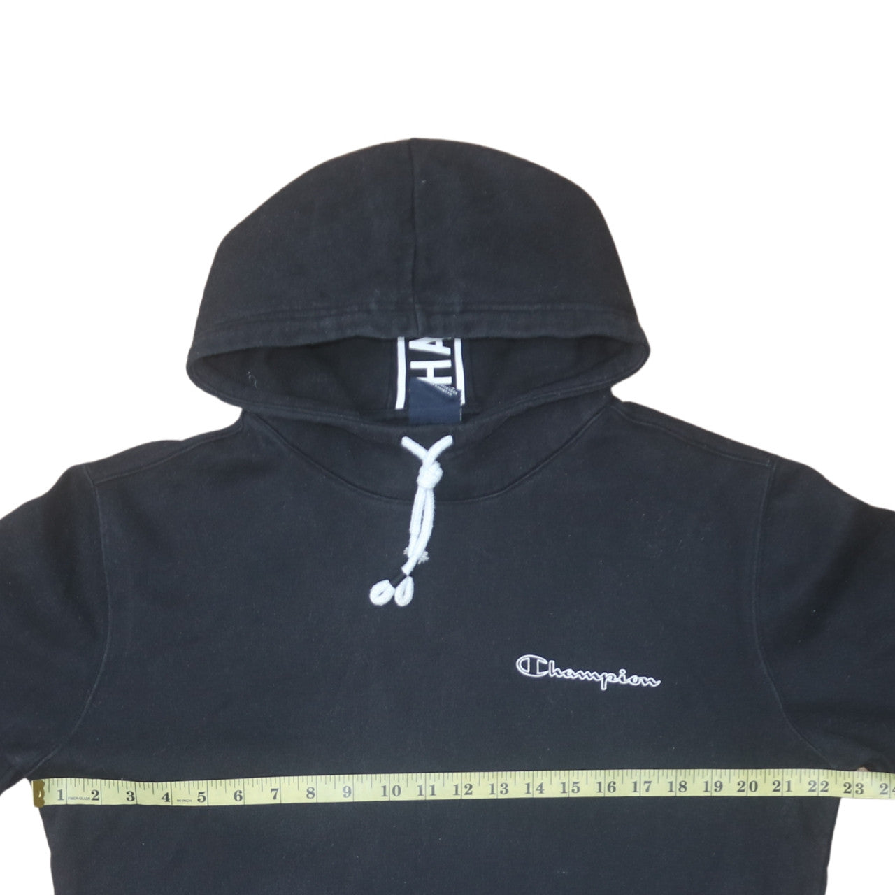 Champion Men's Black Pullover Hoodie Size L Logo Fleece Sweatshirt