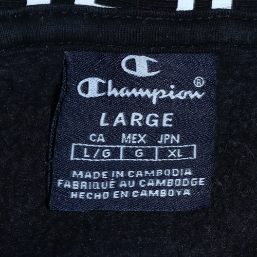 Champion Men's Black Pullover Hoodie Size L Logo Fleece Sweatshirt