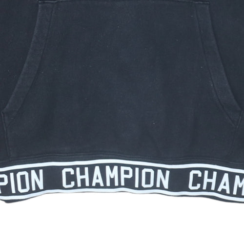 Champion Men's Black Pullover Hoodie Size L Logo Fleece Sweatshirt