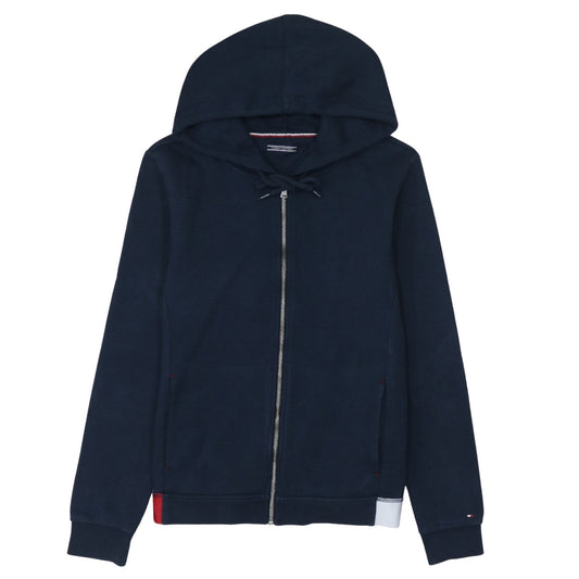 Tommy Hilfiger Women Navy Blue Full Zip Hoodie Size M Cotton Blend