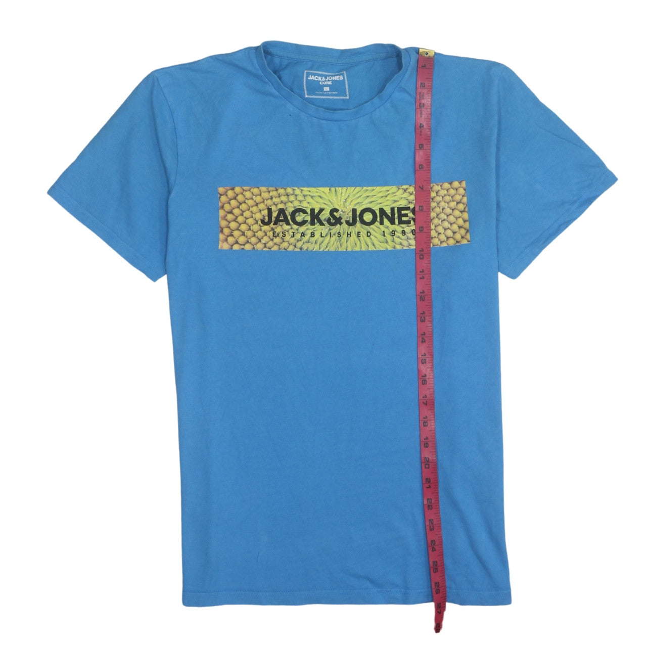 Jack & Jones Men Blue Graphic Print Crew Neck Cotton T-Shirt L