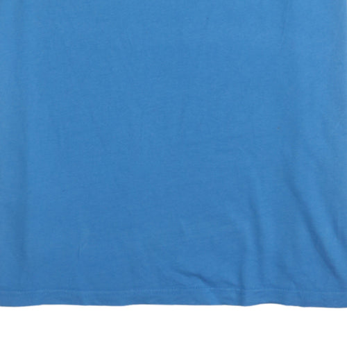 Jack & Jones Men Blue Graphic Print Crew Neck Cotton T-Shirt L