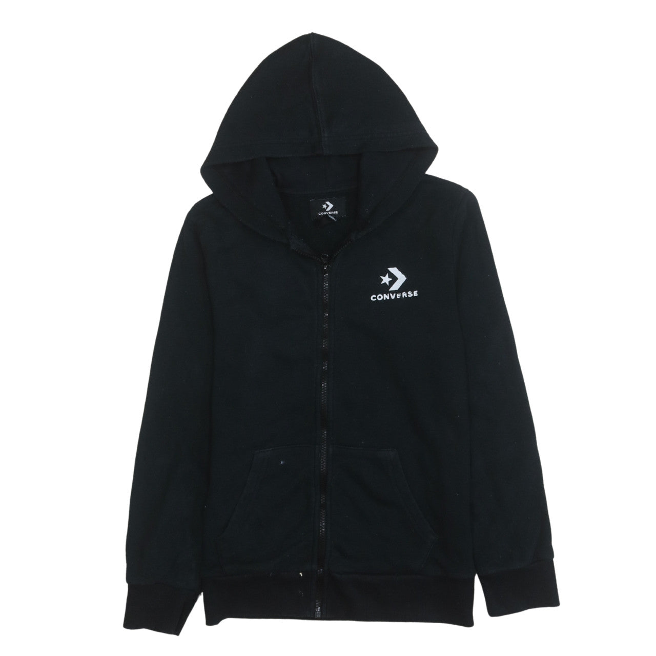 Converse Boys Black Full Zip Hoodie 12-13 Years Logo Fleece Sweatshirt