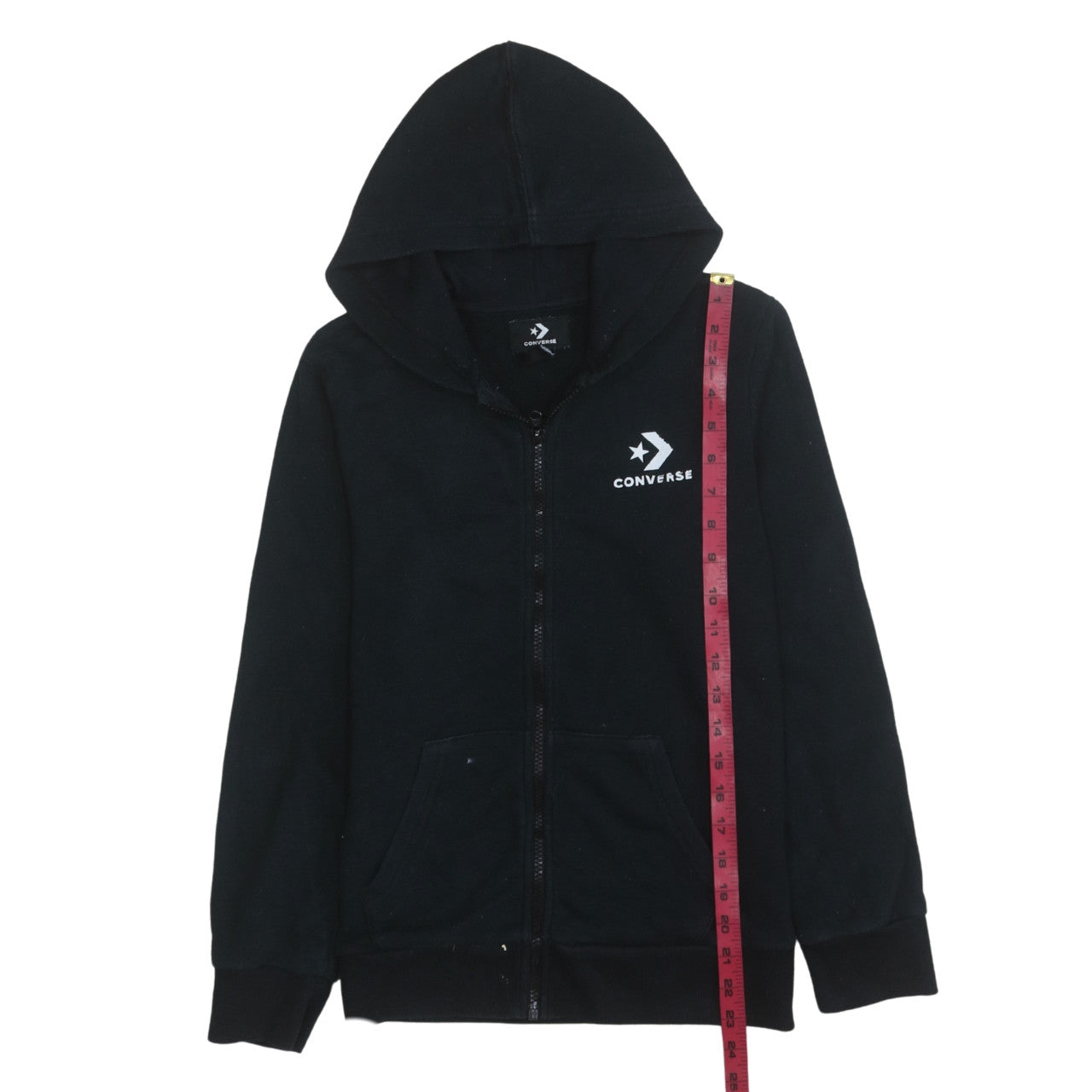Converse Boys Black Full Zip Hoodie 12-13 Years Logo Fleece Sweatshirt