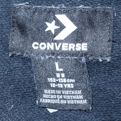 Converse Boys Black Full Zip Hoodie 12-13 Years Logo Fleece Sweatshirt
