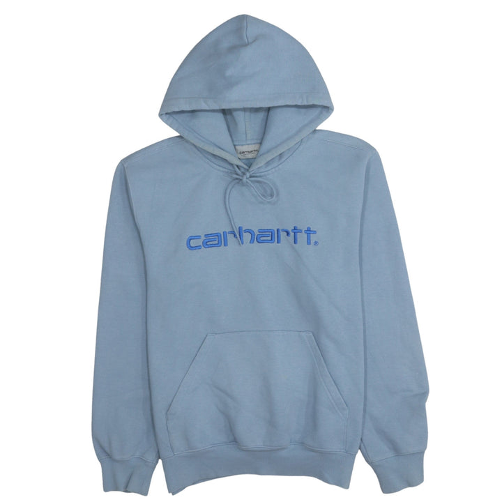 Carhartt Men's Blue Pullover Hoodie S Embroidered Logo Fleece