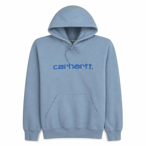 Carhartt Men's Blue Pullover Hoodie S Embroidered Logo Fleece