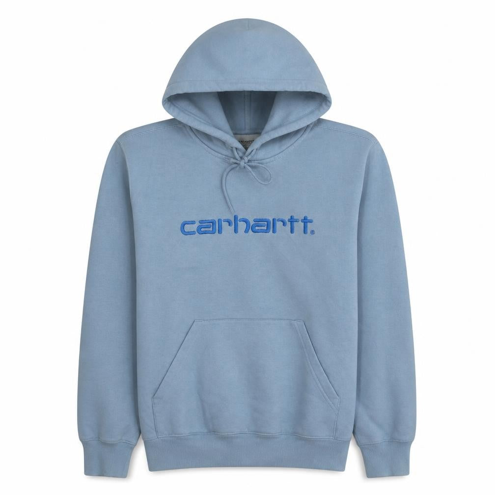 Carhartt Men's Blue Pullover Hoodie S Embroidered Logo Fleece