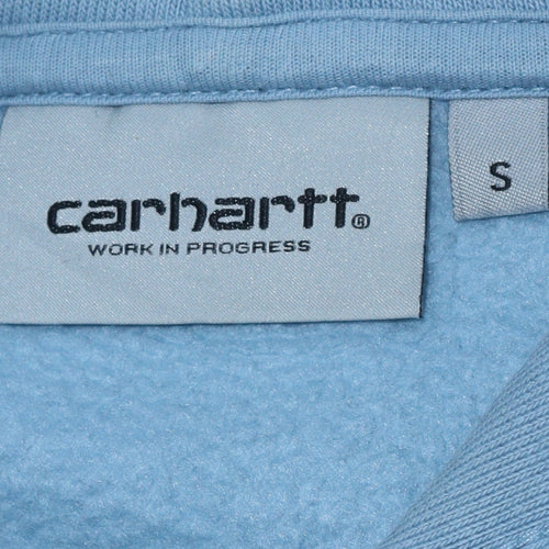 Carhartt Men's Blue Pullover Hoodie S Embroidered Logo Fleece