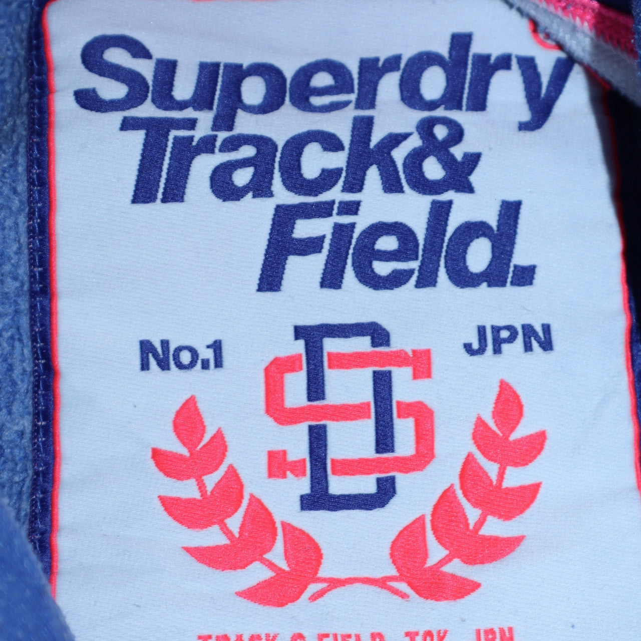 Superdry Women Blue Pullover Hoodie Size M Track & Field Graphic