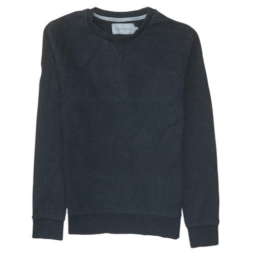 Calvin Klein Jeans Men's Black Regular Fit Cotton Sweatshirt S