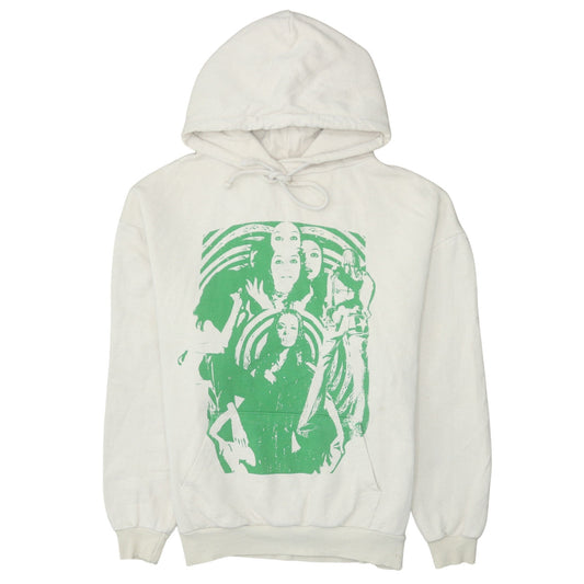 Subdued Womens White Graphic Print Pullover Hoodie XS