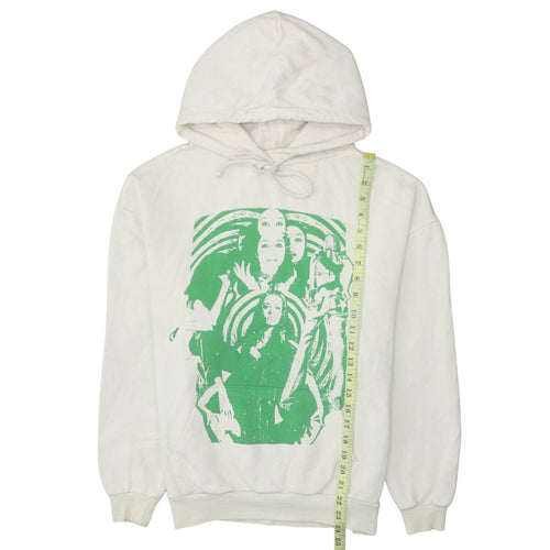 Subdued Womens White Graphic Print Pullover Hoodie XS