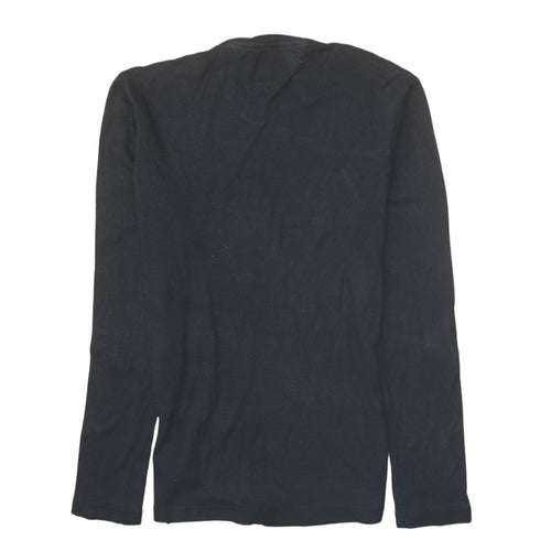 Tommy Jeans Men's Black Long Sleeve Cotton Crew Neck T-Shirt M